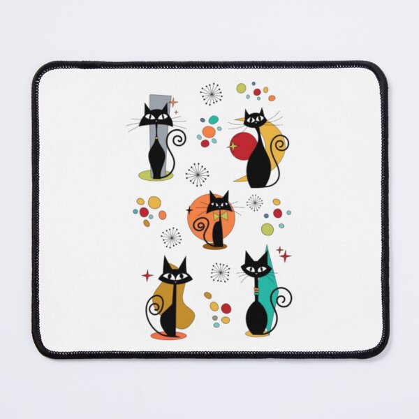 Item preview, Mid Century Atomic Black Cats - Retro Colorful Feline Art designed and sold by alvablakefg.