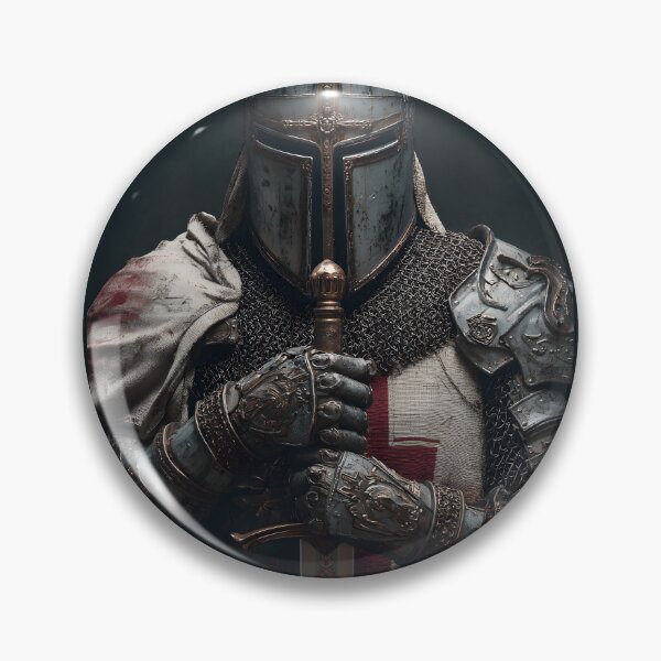Item preview, Medieval Crusader Knight Templar in Armor Holding SwordRed Cross Art designed and sold by GrinGalore.