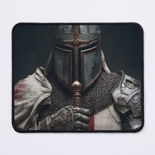Item preview, Medieval Crusader Knight Templar in Armor Holding SwordRed Cross Art designed and sold by GrinGalore.