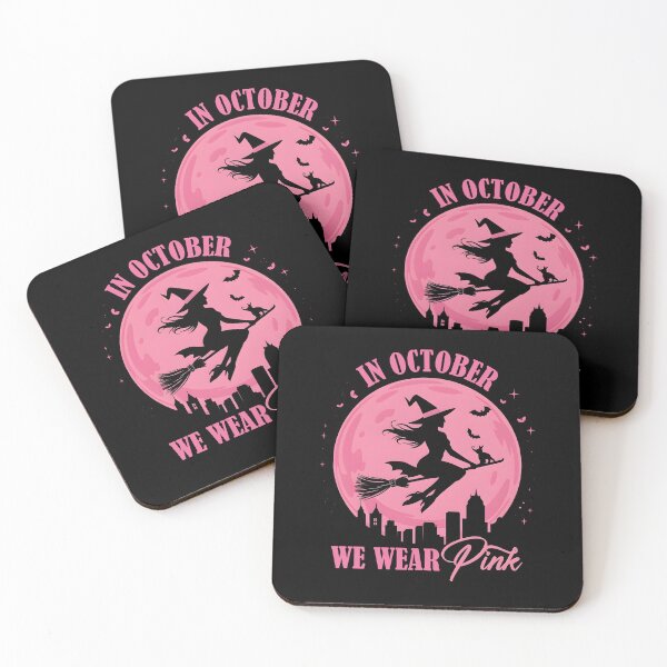 Item preview, In October We Wear Pink Breast Cancer Witch designed and sold by Glow-Paw-Studio.