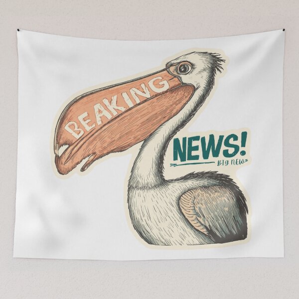 Item preview, Funny Pelican Beaking News Big News Bird Sticker designed and sold by KaBaRen.