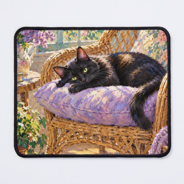 Item preview, Black Cat in the Sunlight – Impressionist Cottage Cat designed and sold by BigfeetLittlepaws.