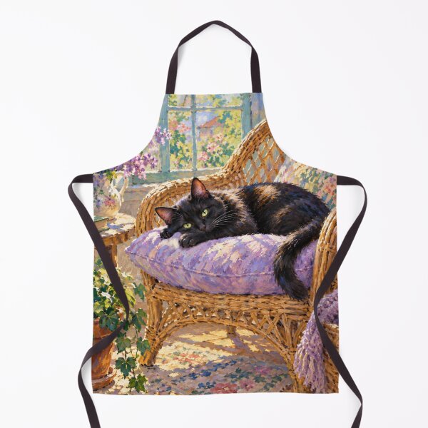 Item preview, Black Cat in the Sunlight – Impressionist Cottage Cat designed and sold by BigfeetLittlepaws.