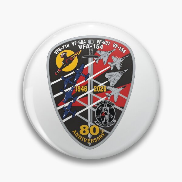Item preview, US Navy VFA-154 Black Knights 80th Anniversary Patch designed and sold by CharlieDesings.
