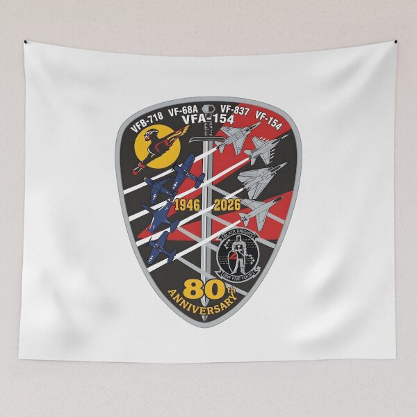 Item preview, US Navy VFA-154 Black Knights 80th Anniversary Patch designed and sold by CharlieDesings.