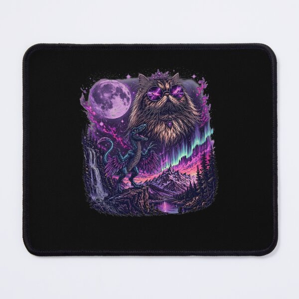 Item preview, Cosmic Cat and Dinosaur Fantasy Nightscape designed and sold by Mind-Drift.