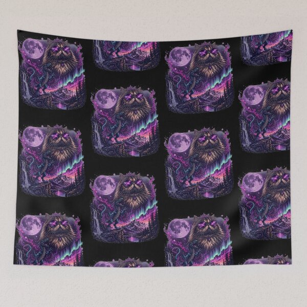 Item preview, Cosmic Cat and Dinosaur Fantasy Nightscape designed and sold by Mind-Drift.