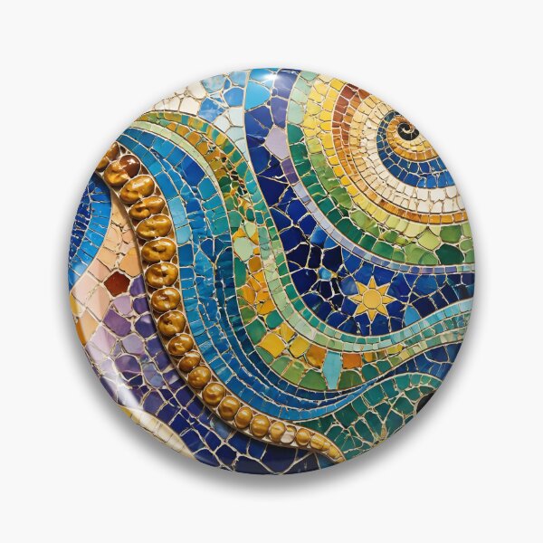 Item preview, Gaudi Inspired Vivid Mosaic Swirls and Floral Tile Pattern designed and sold by GrinGalore.