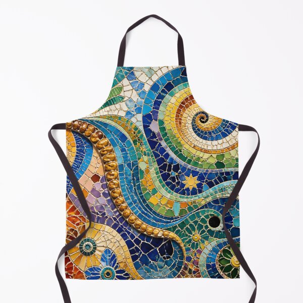 Item preview, Gaudi Inspired Vivid Mosaic Swirls and Floral Tile Pattern designed and sold by GrinGalore.