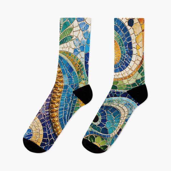 Item preview, Gaudi Inspired Vivid Mosaic Swirls and Floral Tile Pattern designed and sold by GrinGalore.