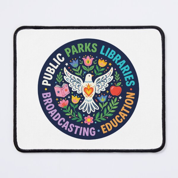 Item preview, Public Parks Libraries Education Broadcasting Folk Art Dove Teacher Librarian Badge    designed and sold by raedattia.