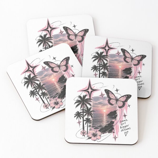 Item preview, Pink Sunset Butterfly Tropical Dreams T-Shirt Design designed and sold by EdgeSphere.