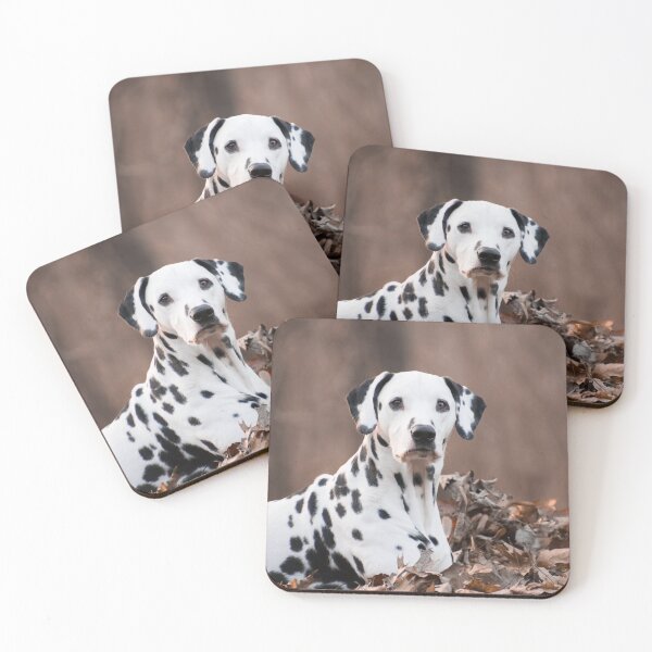 Aperçu de l'œuvre Chien dalmatien se relaxant dans les feuilles d'automne créée et vendue par VanGaldo.