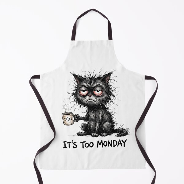 Item preview, It's Too Monday – Tired Cat Drinking Coffee designed and sold by Sekla-Studio.