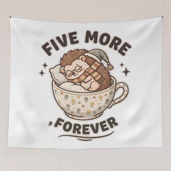 Item preview, Cozy Sleeping Hedgehog – Cute Winter Tea Cup Animal Design designed and sold by StickerNestYou.
