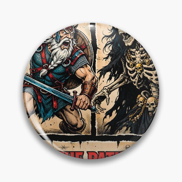 Item preview, The Path of Courage - Epic Fantasy Barbarian and Undead Skull Warrior Warhammer Fantasy Retro Art designed and sold by Overlord Kingdom.