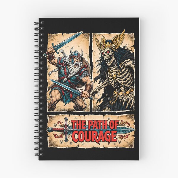 Item preview, The Path of Courage - Epic Fantasy Barbarian and Undead Skull Warrior Warhammer Fantasy Retro Art designed and sold by Overlord Kingdom.