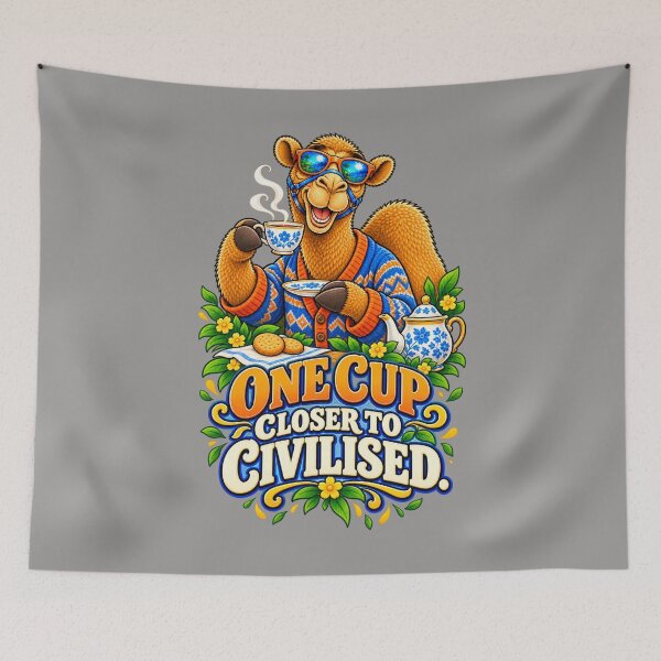 Item preview, One Cup Closer to Civilised – Funny Camel T-Shirt Animal Graphic Camel T-Shirt designed and sold by Camel & Quirk.
