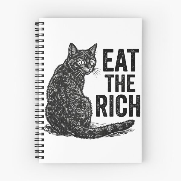 Item preview, Eat The Rich Black Cat Vintage Woodcut Anti Capitalist Leftist Cat Lover Quote designed and sold by raedattia.