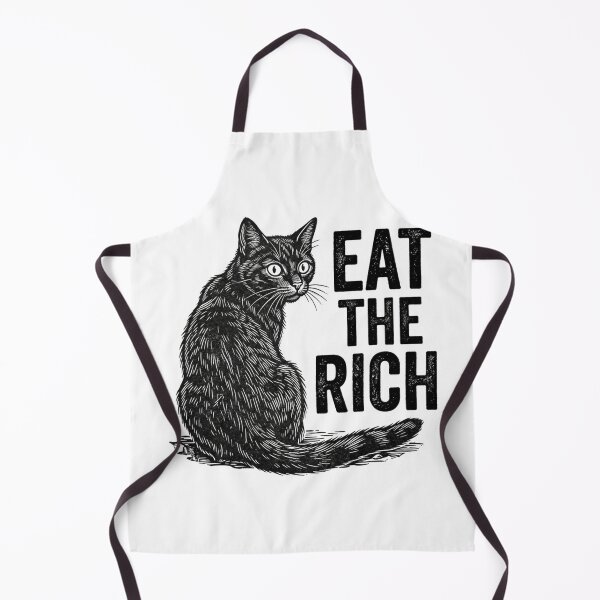 Item preview, Eat The Rich Black Cat Vintage Woodcut Anti Capitalist Leftist Cat Lover Quote designed and sold by raedattia.