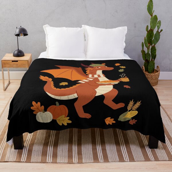 Item preview, Cozy Thanksgiving Dragon Bringing Pie and Autumn Cheer designed and sold by FreshVibe Prints.