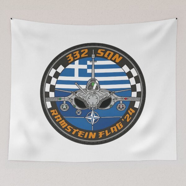 Item preview, Hellenic Air Force 332 SQN Dassault Rafale Ramstein Flag 24 Patch designed and sold by CharlieDesings.