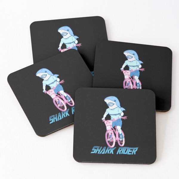 Item preview, Cool Shark Rider on Pink Bicycle Retro Cartoon designed and sold by clowesnasmer.
