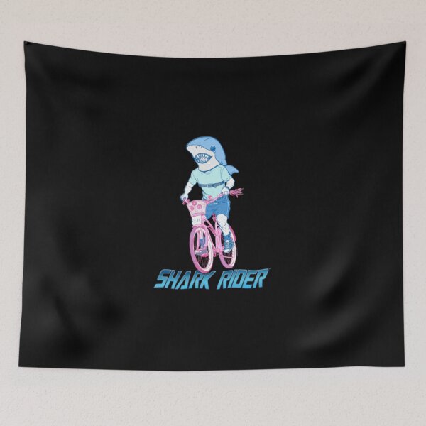 Item preview, Cool Shark Rider on Pink Bicycle Retro Cartoon designed and sold by clowesnasmer.
