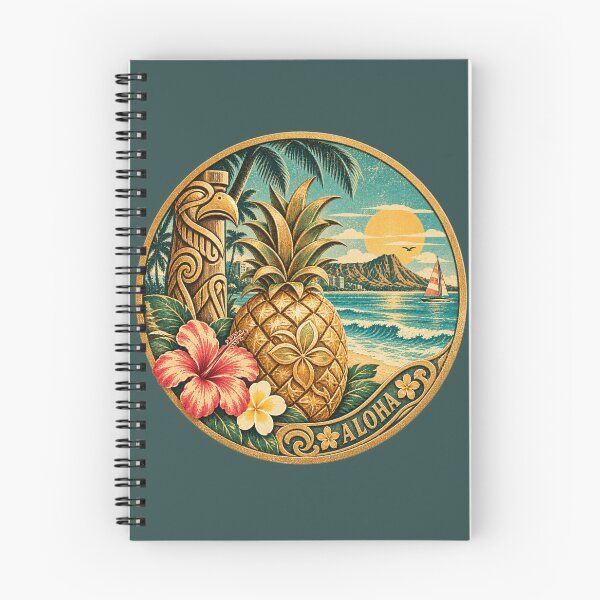 Item preview, Vintage Hawaii Aloha Medallion – Golden Pineapple & Diamond Head designed and sold by Plus91BIRD.