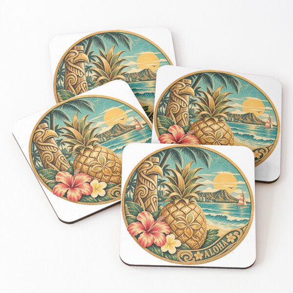 Item preview, Vintage Hawaii Aloha Medallion – Golden Pineapple & Diamond Head designed and sold by Plus91BIRD.