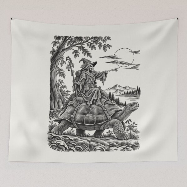 Item preview, Skeleton Adventurer Tortoise Rider – Vintage Fantasy Art designed and sold by AmiGraph.
