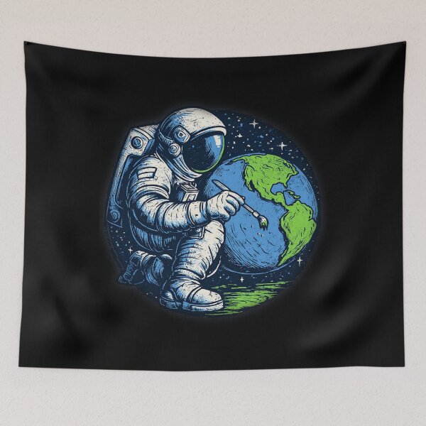 Item preview, Astronaut Artist Painting Earth – Creative Space Art designed and sold by D-Oles-Mercher.
