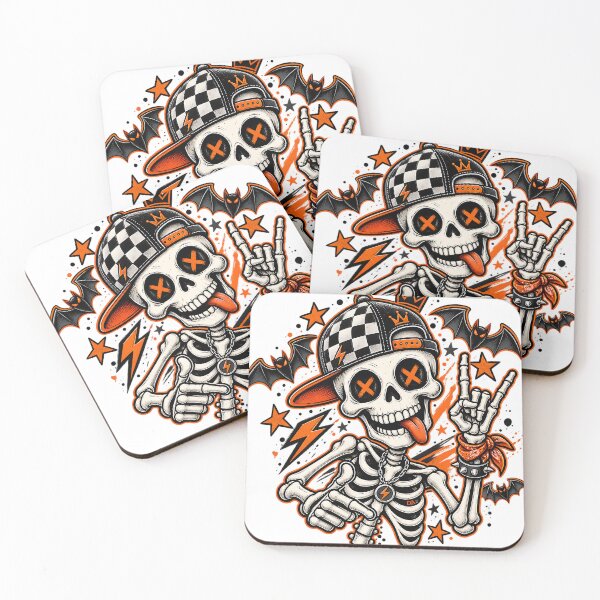 Item preview, Cool Rocker Skeleton Checkered Snapback Hat Halloween Streetwear Art designed and sold by DesignArtist.ia.