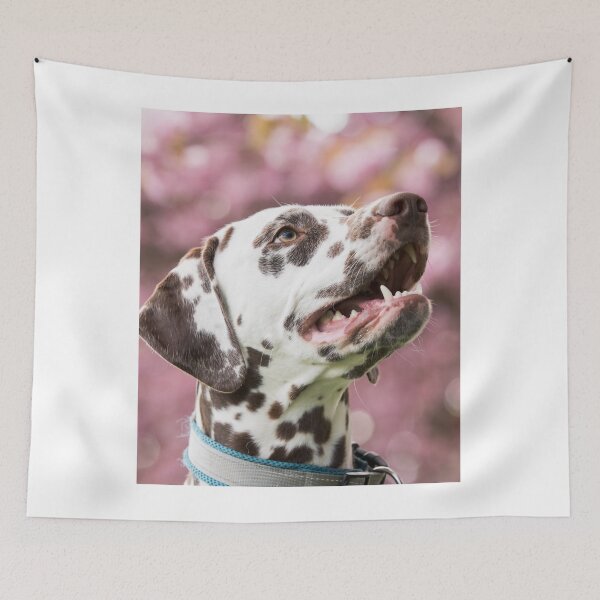 Item preview, Happy Dalmatian Dog in Cherry Blossoms designed and sold by VanGaldo.