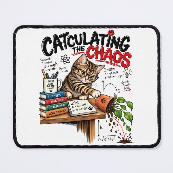 Item preview, Catculating The Chaos – Funny Physics Cat Scientist designed and sold by Spyshirt.