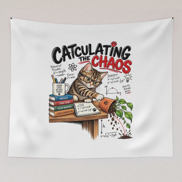 Item preview, Catculating The Chaos – Funny Physics Cat Scientist designed and sold by Spyshirt.
