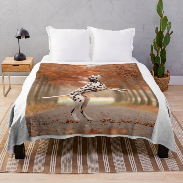 Item preview, Playful Dalmatian Dog Jumping in Autumn Leaves designed and sold by VanGaldo.