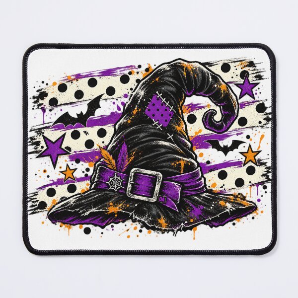 Item preview, Vintage Witch Hat Polka Dot Stripe Paint Splatter Halloween Art designed and sold by DesignArtist.ia.