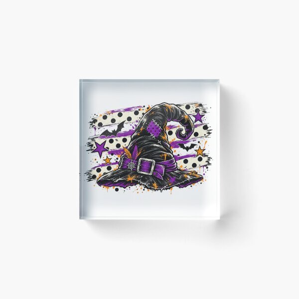 Item preview, Vintage Witch Hat Polka Dot Stripe Paint Splatter Halloween Art    designed and sold by DesignArtist.ia.