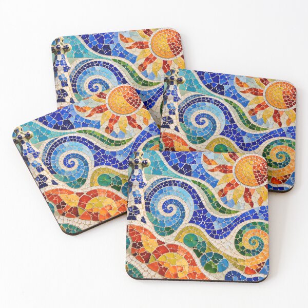 Item preview, Vibrant Antoni Gaudi Mosaic Sun Swirls Park Guell Print designed and sold by GrinGalore.