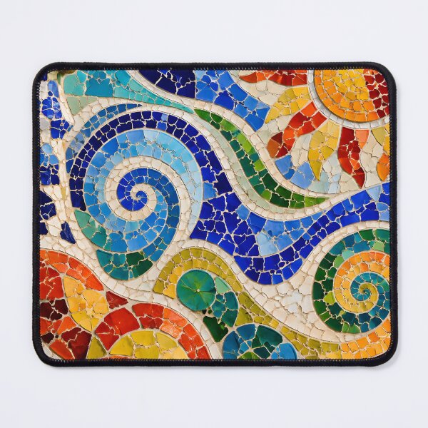 Item preview, Vibrant Antoni Gaudi Mosaic Sun Swirls Park Guell Print designed and sold by GrinGalore.