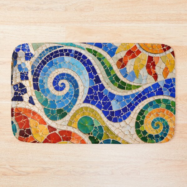 Item preview, Vibrant Antoni Gaudi Mosaic Sun Swirls Park Guell Print designed and sold by GrinGalore.
