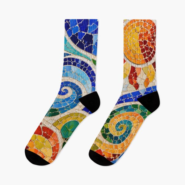 Item preview, Vibrant Antoni Gaudi Mosaic Sun Swirls Park Guell Print designed and sold by GrinGalore.