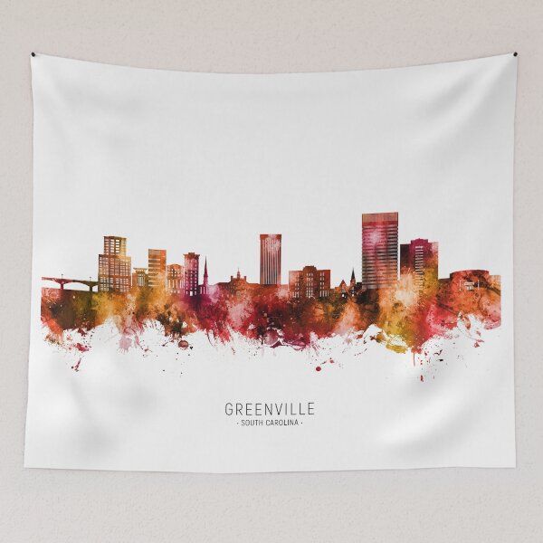 Item preview, Greenville South Carolina Skyline designed and sold by ArtPrints.