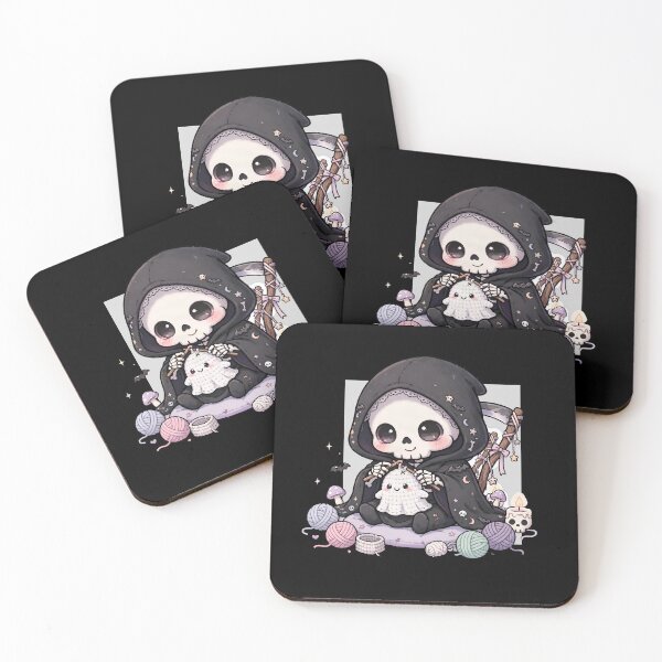 Item preview, Grim Reaper Crochet Club | Cute Goth Crocheting Ghost designed and sold by HealingEraInk.