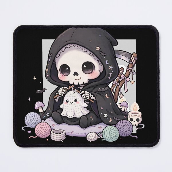 Item preview, Grim Reaper Crochet Club | Cute Goth Crocheting Ghost designed and sold by HealingEraInk.