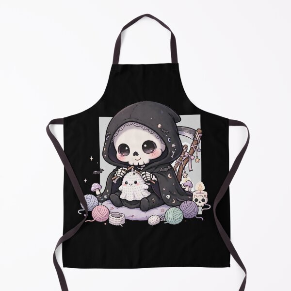 Item preview, Grim Reaper Crochet Club | Cute Goth Crocheting Ghost designed and sold by HealingEraInk.
