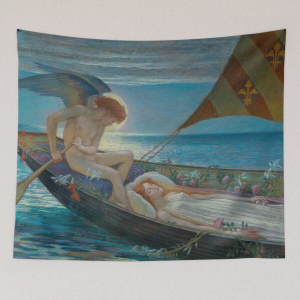 Item preview, A Dream, the Voyage haunting magical realism landscape pastel painting by Walter Crane, also known as: Cesta na věčnost  designed and sold by Jéanpaul  Ferro.
