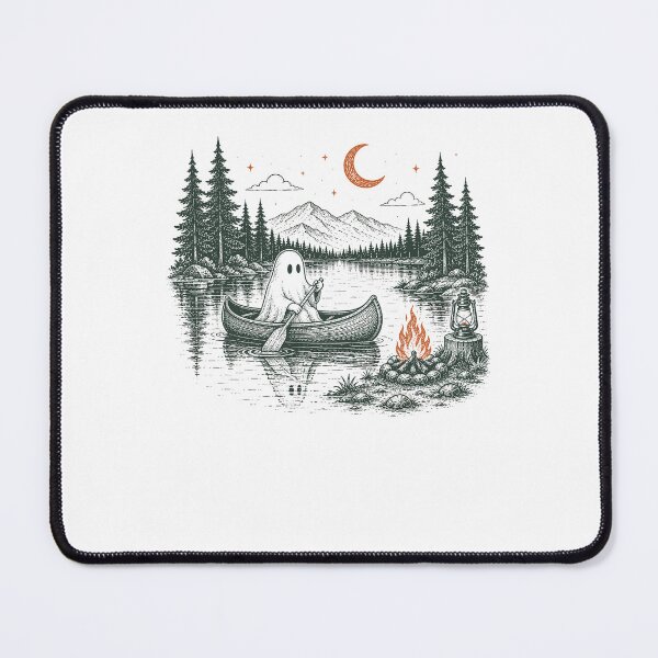 Item preview, Canoe Ghost at Midnight Lake Camping Scene designed and sold by Glow-Paw-Studio.