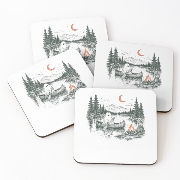 Item preview, Canoe Ghost at Midnight Lake Camping Scene designed and sold by Glow-Paw-Studio.